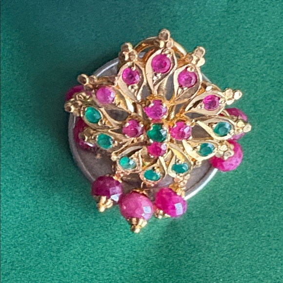 Gold and Multicolor Floral Earrings - Picture 7 of 7